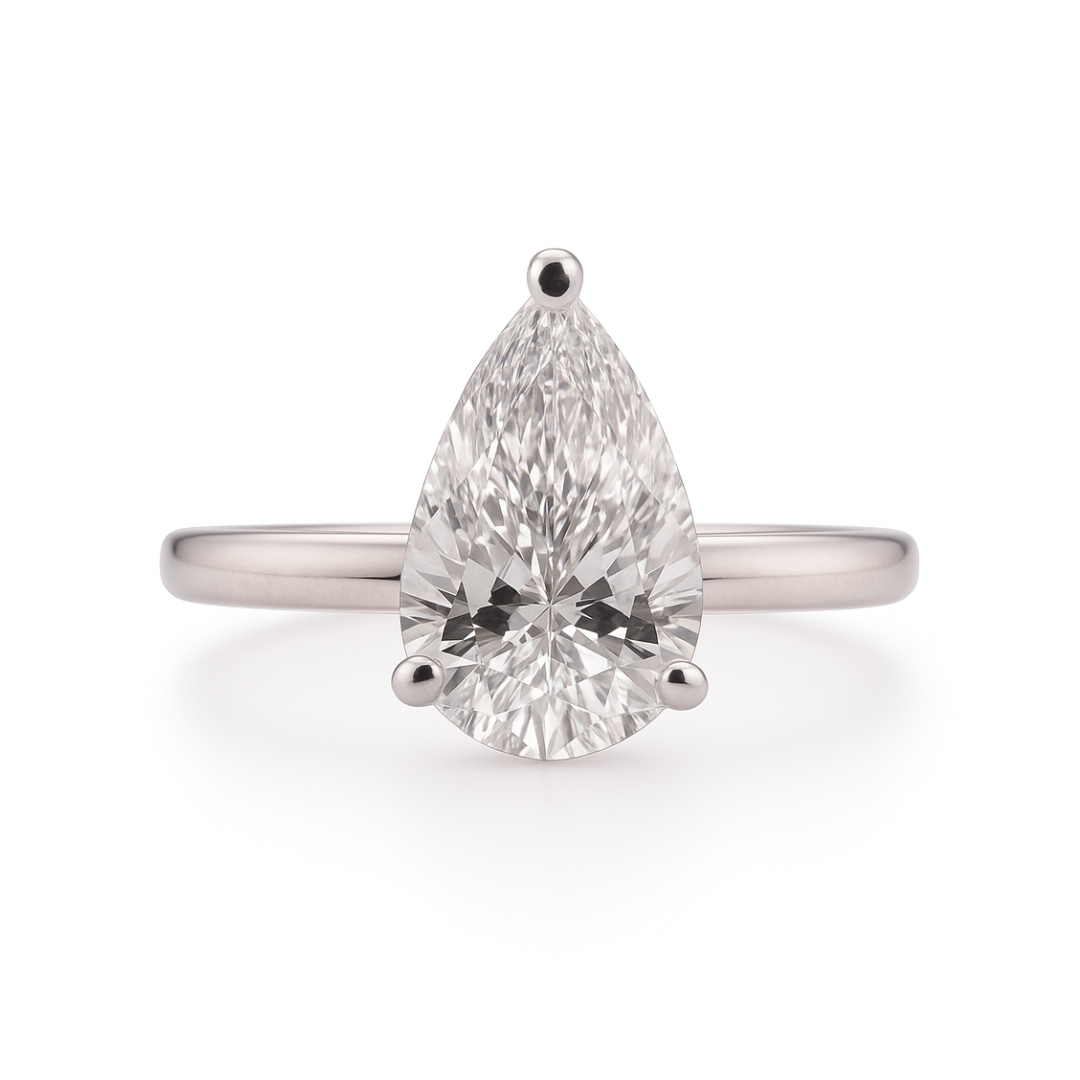 Bague de fiançailles Halo 18kw avec diamant de laboratoire VS1 de 2,09 ct et pierres latérales de 0,12 ct
