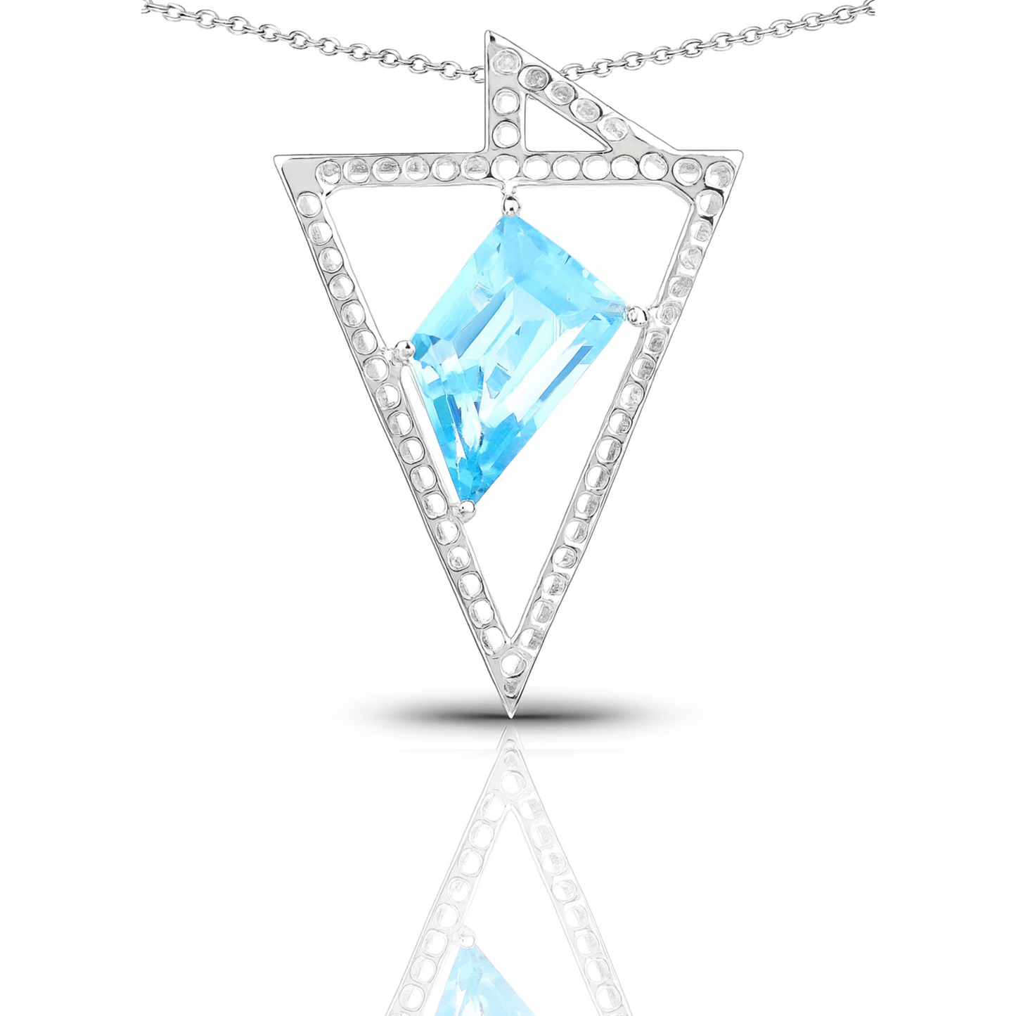 Pendentif en argent sterling 925 avec topaze bleue suisse authentique de 5,00 carats