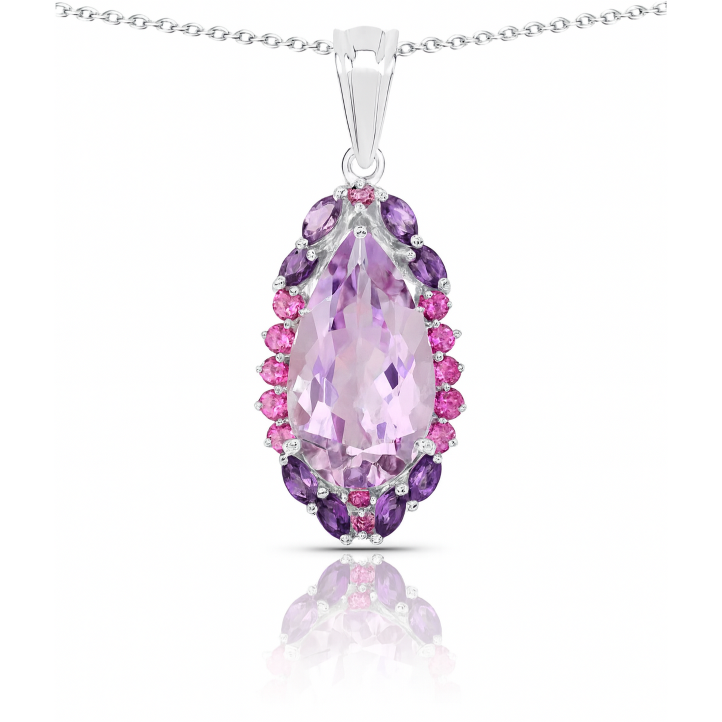 Pendentif en argent sterling 925 avec pierres multiples authentiques de 5,67 carats