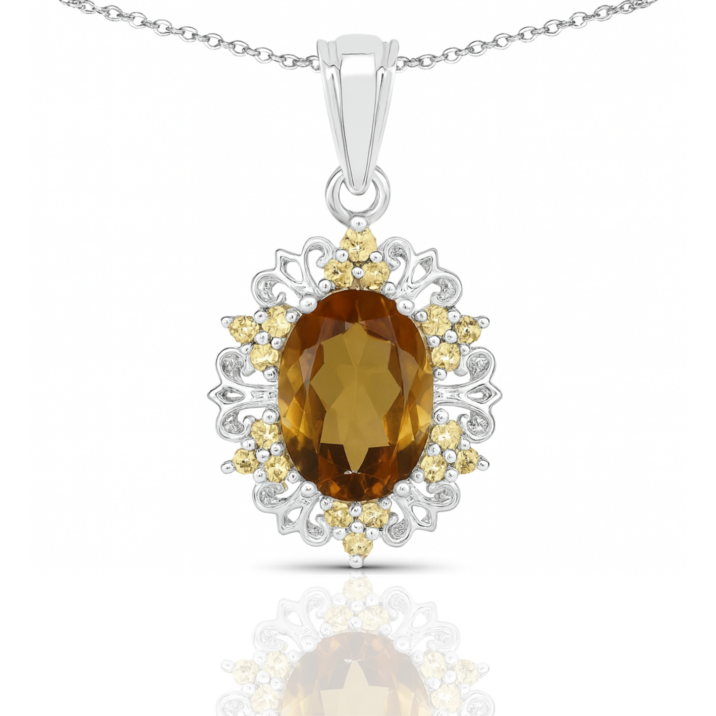 Pendentif en argent sterling 925 avec quartz champagne et citrine véritables de 5,71 carats