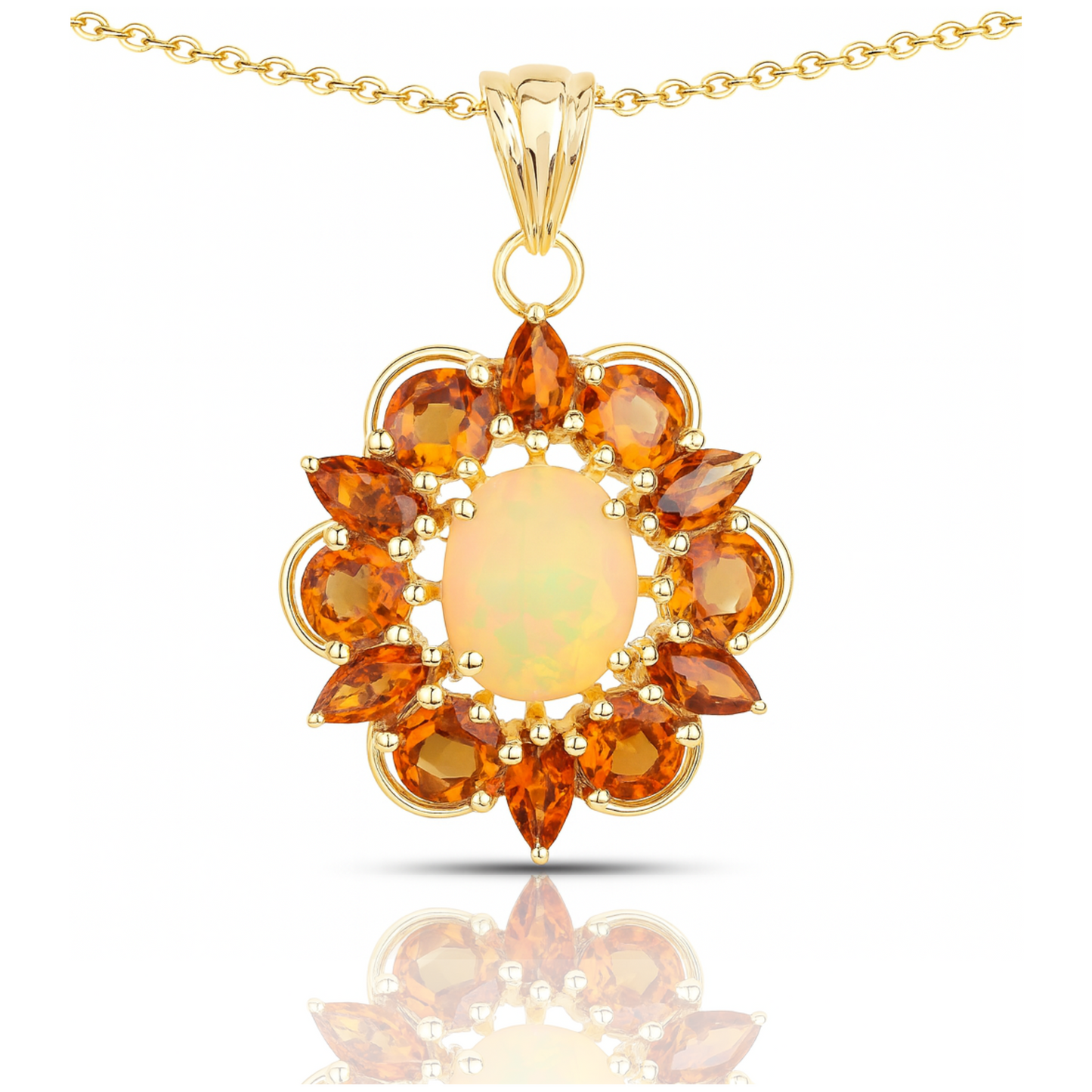 Pendentif en argent sterling 925 avec opale et citrine éthiopiennes authentiques de 5,99 carats