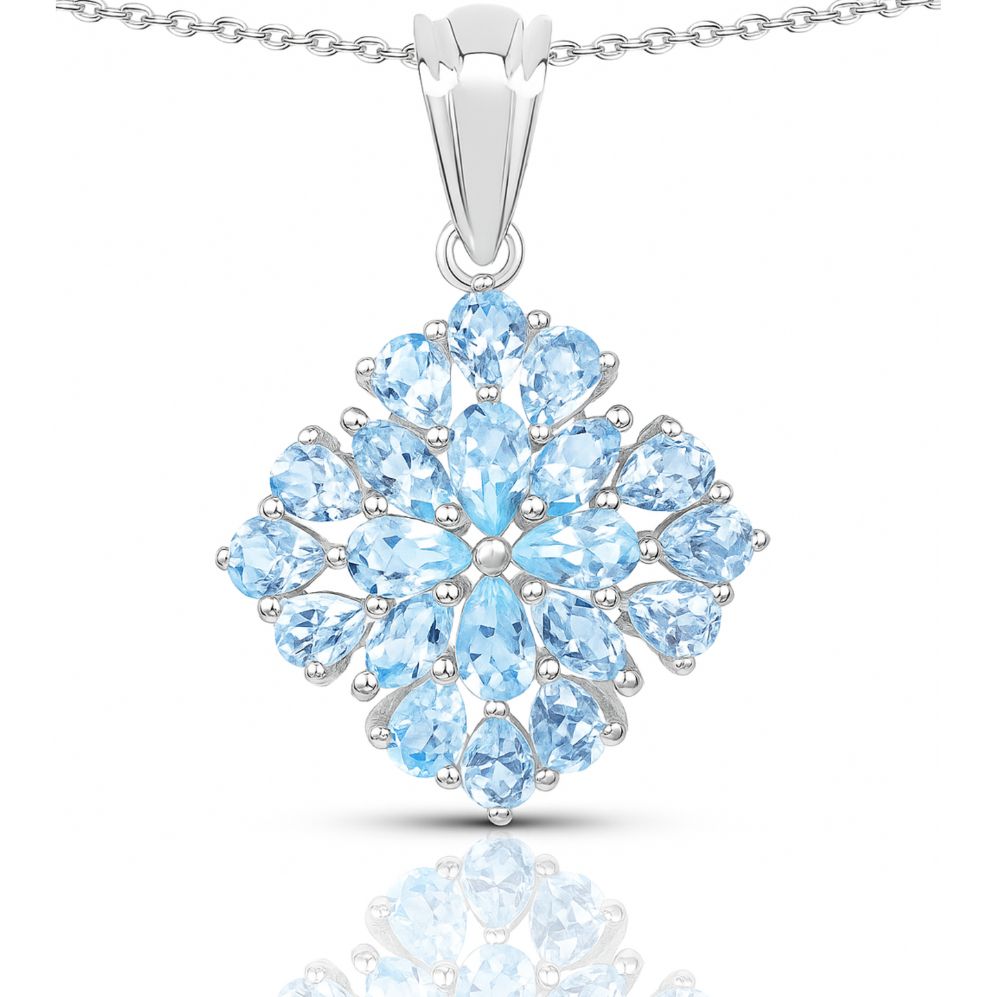 Pendentif en argent sterling 925 avec topaze bleue véritable de 3,80 carats