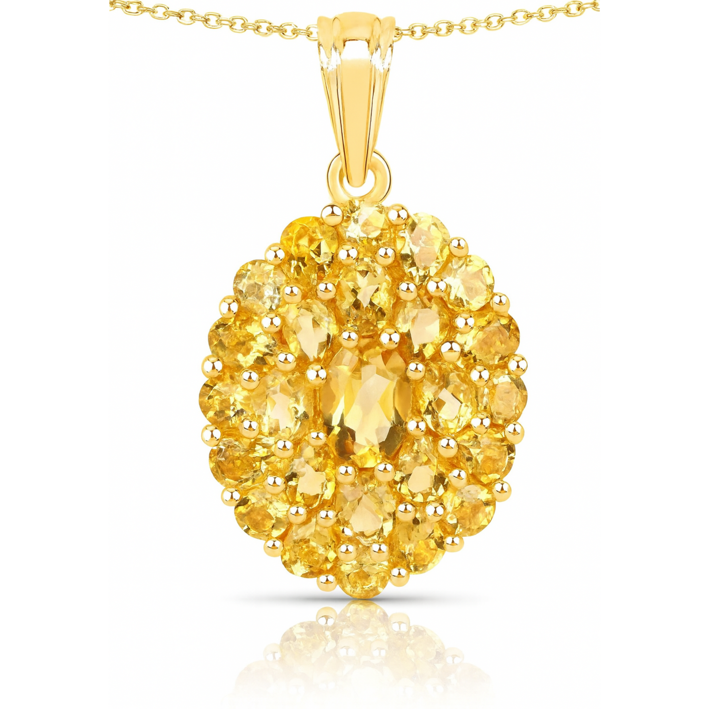 Pendentif en argent sterling 925 avec citrine véritable de 4,16 carats