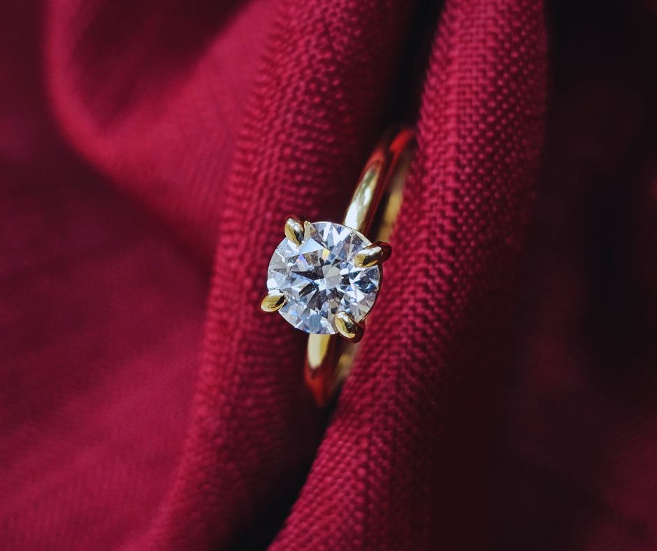 Solitaire Ring with 1.00 CT Lab Grown Diamond in 14k Yellow Gold