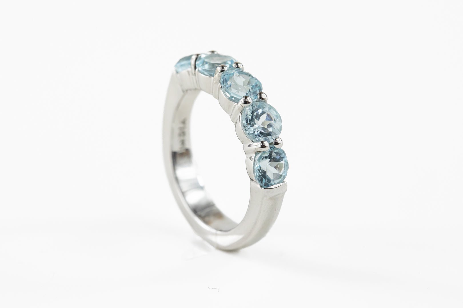 Blue Topaz Half Eternity Sterling Silver Ring - Rings - Blue Topaz Half Eternity Sterling Silver Ring - Omni Jewelcrafters