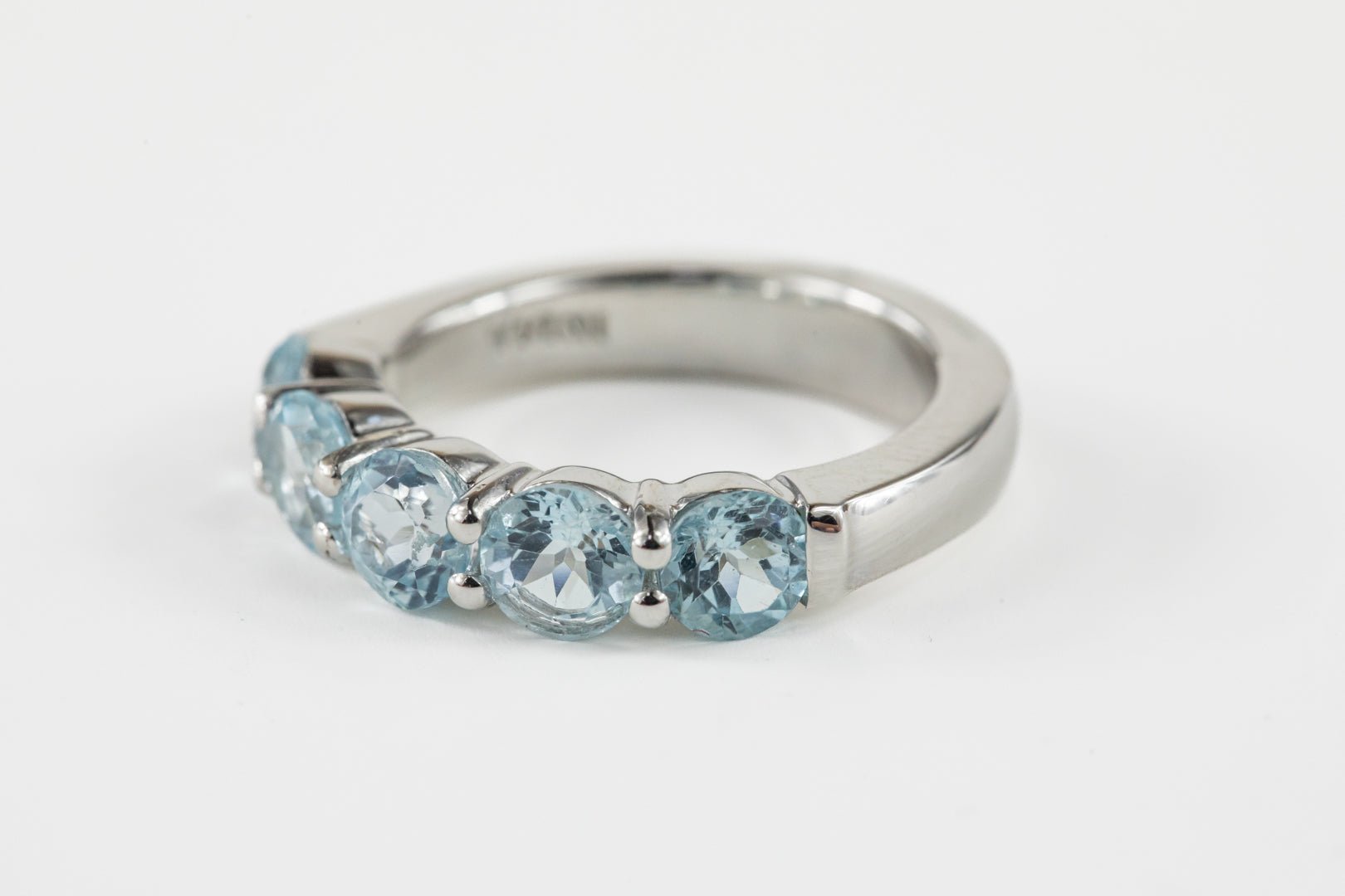 Blue Topaz Half Eternity Sterling Silver Ring - Rings - Blue Topaz Half Eternity Sterling Silver Ring - Omni Jewelcrafters