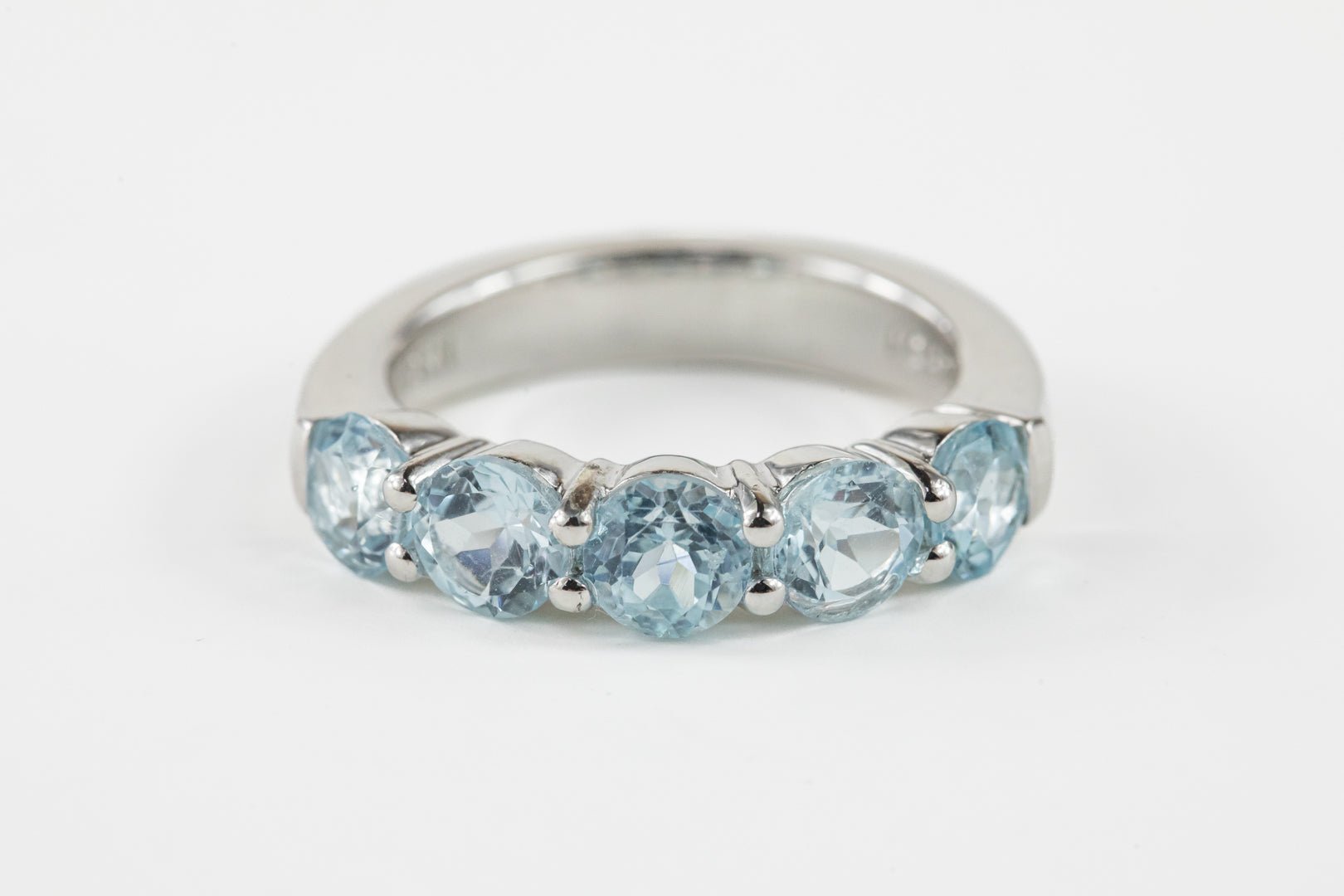 Blue Topaz Half Eternity Sterling Silver Ring - Rings - Blue Topaz Half Eternity Sterling Silver Ring - Omni Jewelcrafters