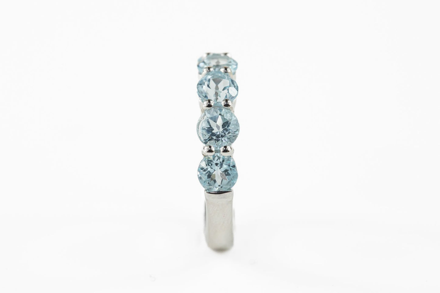 Blue Topaz Half Eternity Sterling Silver Ring - Rings - Blue Topaz Half Eternity Sterling Silver Ring - Omni Jewelcrafters