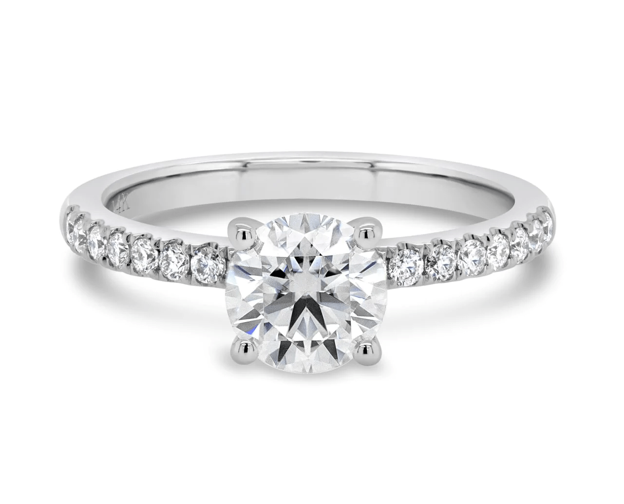 Classic Round Diamond Engagement Ring in 18K White Gold – Omni