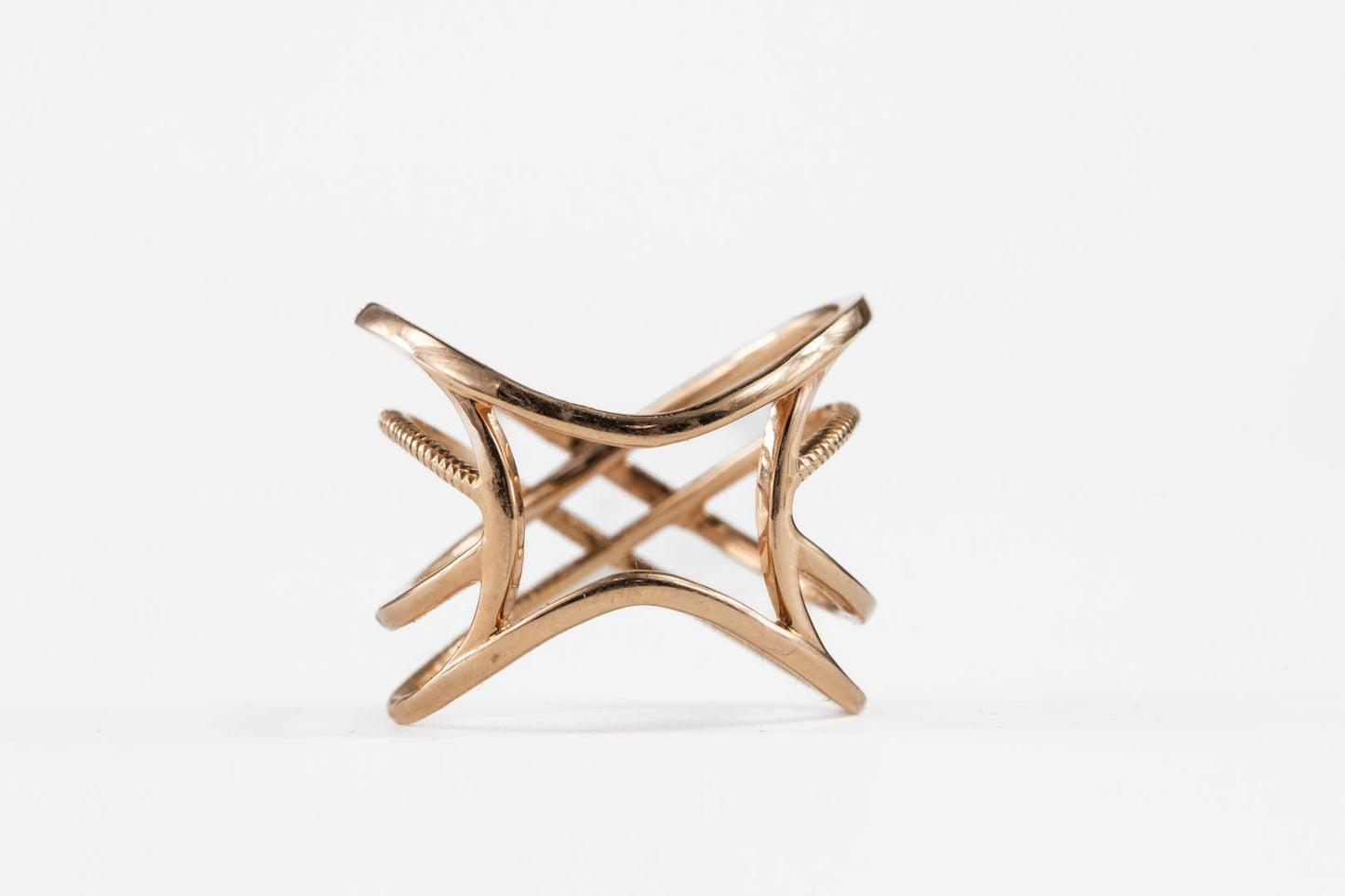 Diamond Crossover Dinner Ring in 14K Rose Gold - Rings - Diamond Crossover Dinner Ring in 14K Rose Gold - Omni Jewelcrafters