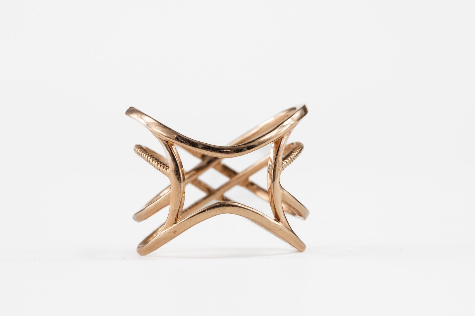 Diamond Crossover Dinner Ring in 14K Rose Gold - Rings - Diamond Crossover Dinner Ring in 14K Rose Gold - Omni Jewelcrafters