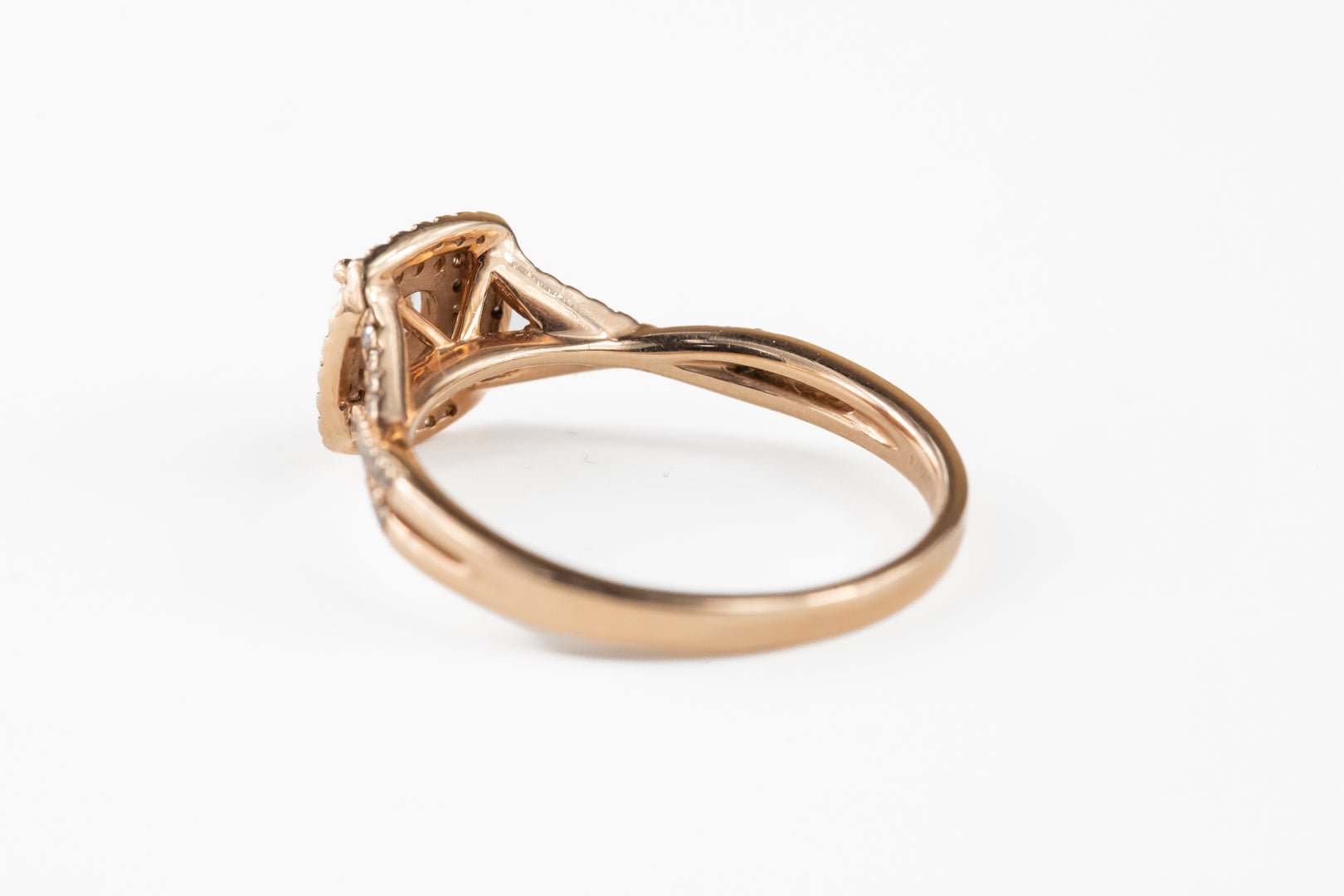 Diamond Double Halo Twist in Rose Gold - Rings - Diamond Double Halo Twist in Rose Gold - Omni Jewelcrafters