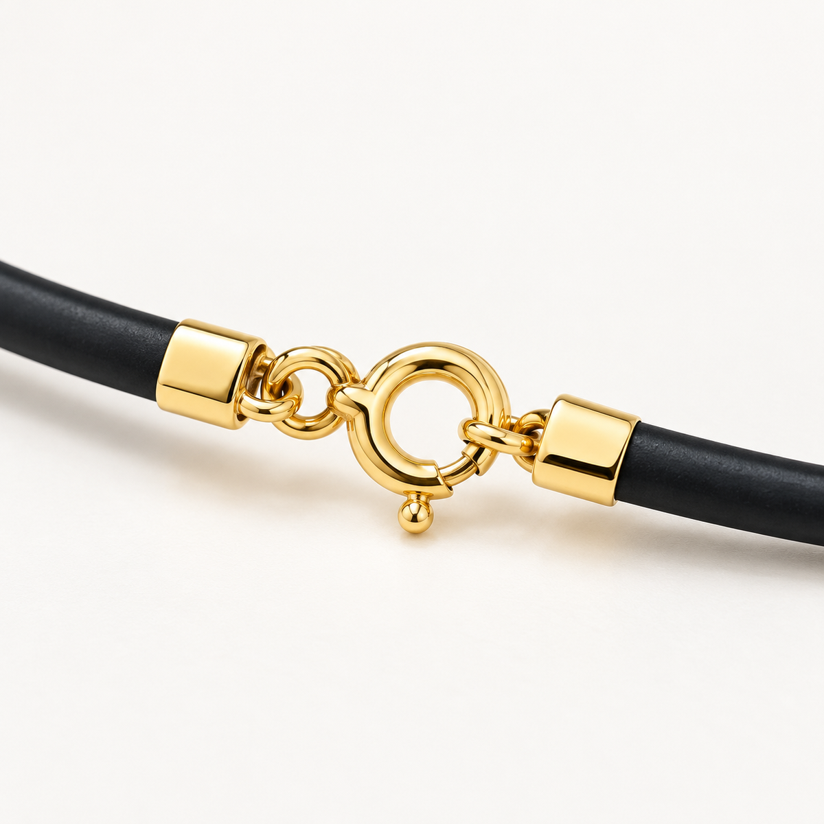 18K Yellow Gold & Black Rubber Bar Bracelet