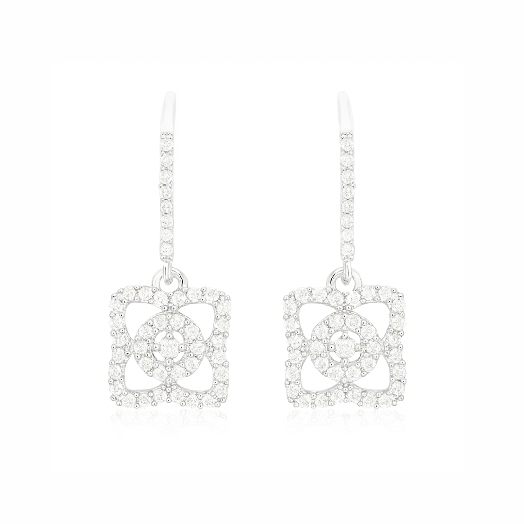 Boucles d'oreilles en argent sterling 925 avec diamant blanc véritable de 0,56 carat