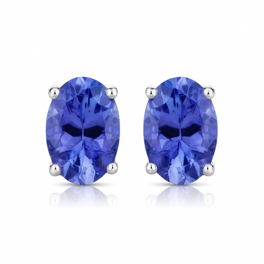 1.20 Carat Genuine Tanzanite 14K White Gold Earrings