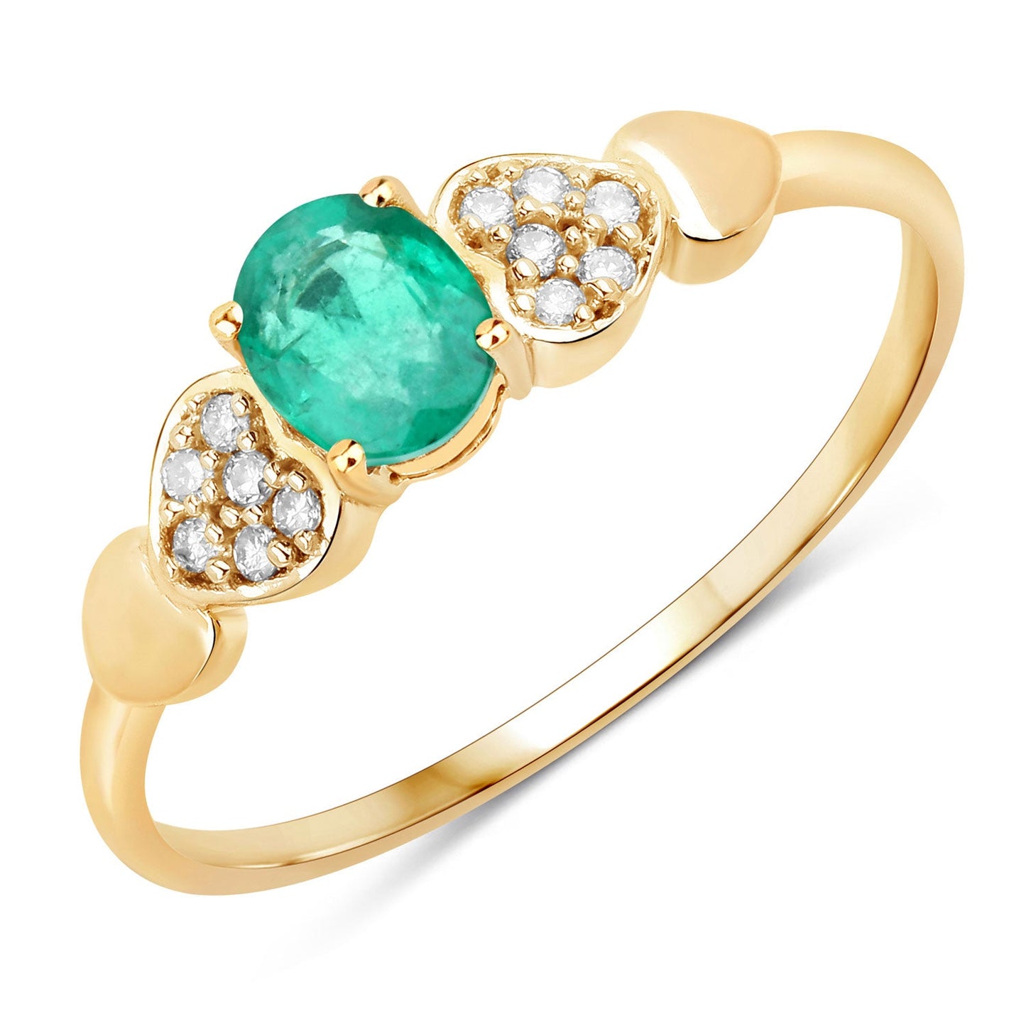 0.36 Carat Genuine Zambian Emerald and White Diamond 14K Yellow Gold Ring - Rings - r29361zewd - 14ky - gallery - image - Omni Jewelcrafters