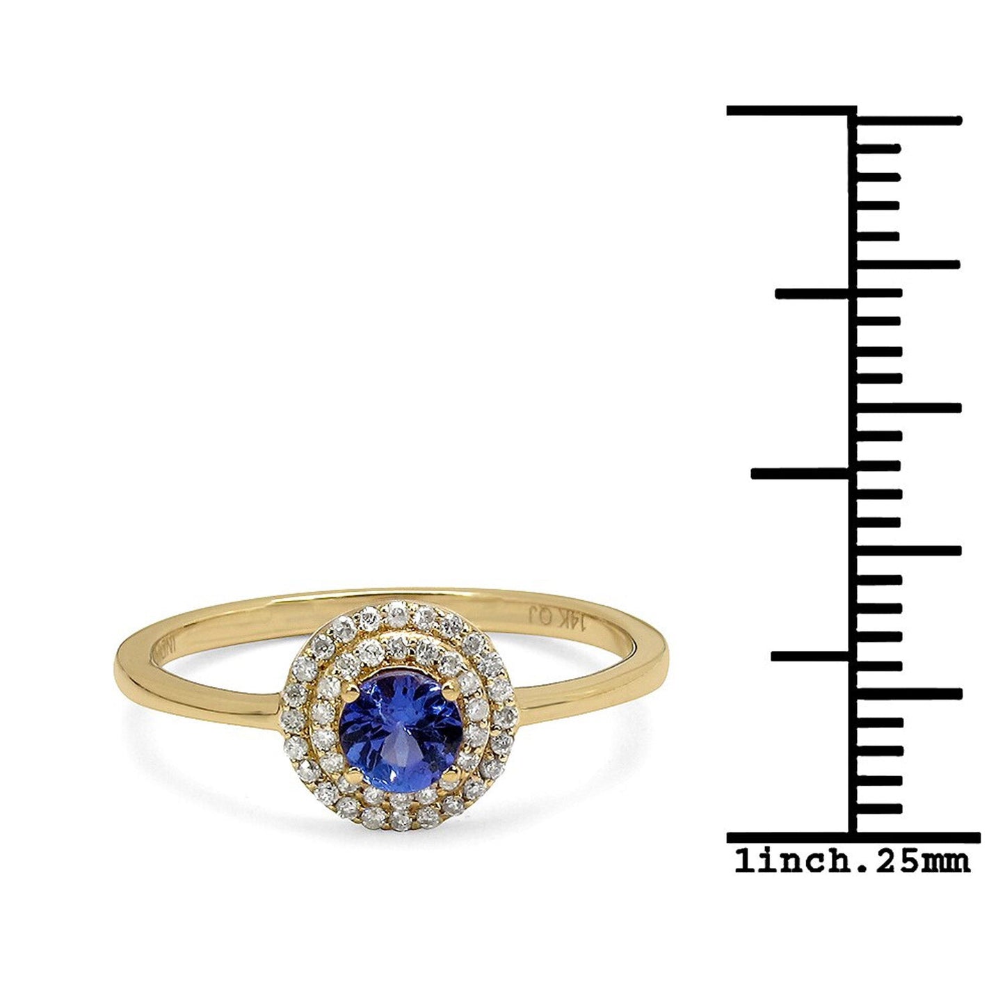 0.37 Carat Genuine Tanzanite and White Diamond 14K Yellow Gold Ring - Rings - r19198tanwd - 14ky - view2 - image - Omni Jewelcrafters