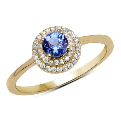 0.37 Carat Genuine Tanzanite and White Diamond 14K Yellow Gold Ring - Rings - r19198tanwd - 14ky - gallery - image - Omni Jewelcrafters