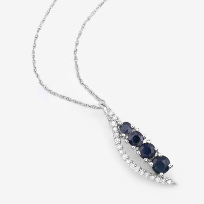 0.40 Carat Genuine Blue Sapphire and White Diamond 14K White Gold Pendant - Pendants - p7006bsaphwd - 14kw - view6 - image - Omni Jewelcrafters