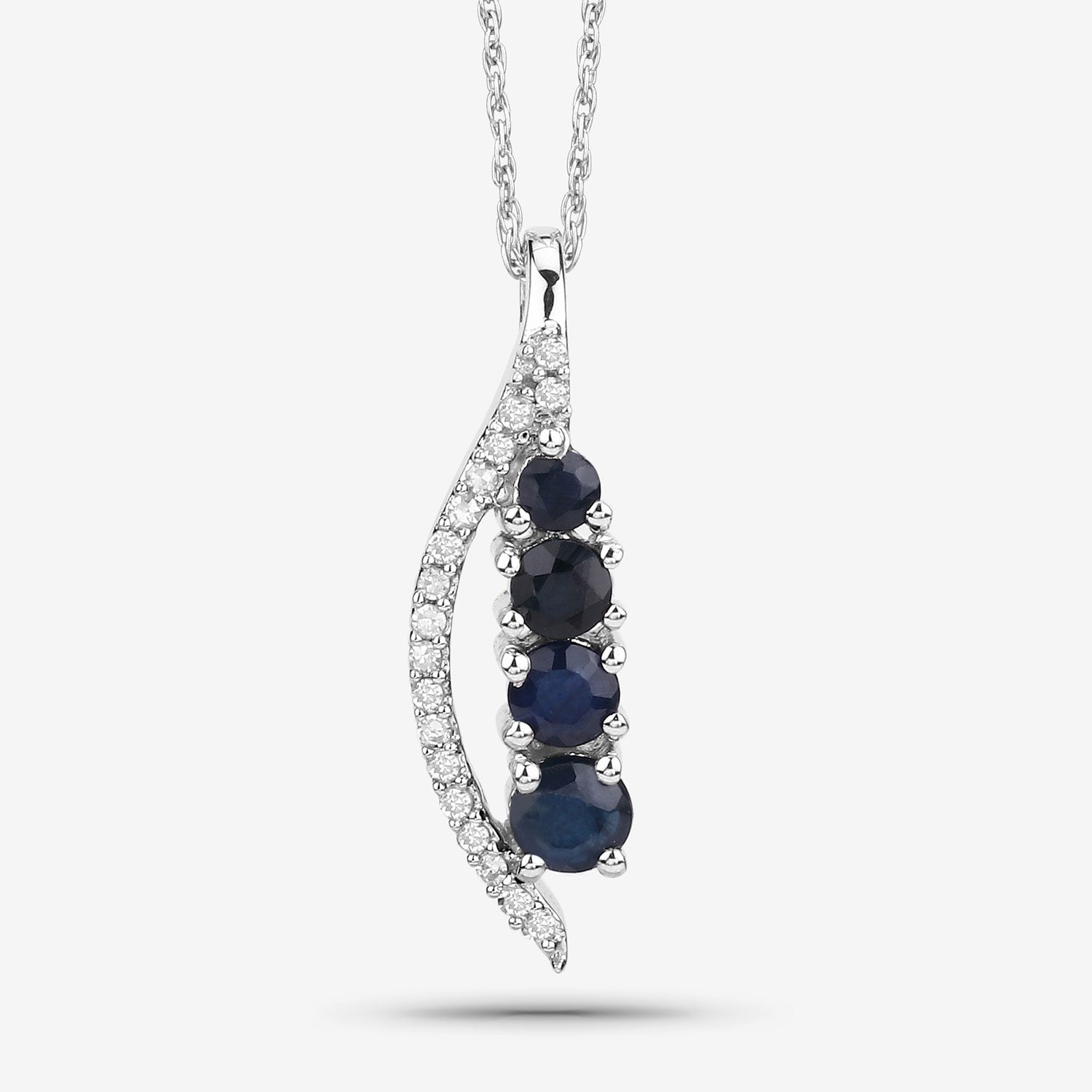 0.40 Carat Genuine Blue Sapphire and White Diamond 14K White Gold Pendant - Pendants - p7006bsaphwd - 14kw - view3 - image - Omni Jewelcrafters