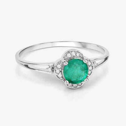 0.46 Carat Genuine Zambian Emerald and White Diamond 14K White Gold Ring - Rings - r29375zewd - 14kw - view6 - image - Omni Jewelcrafters