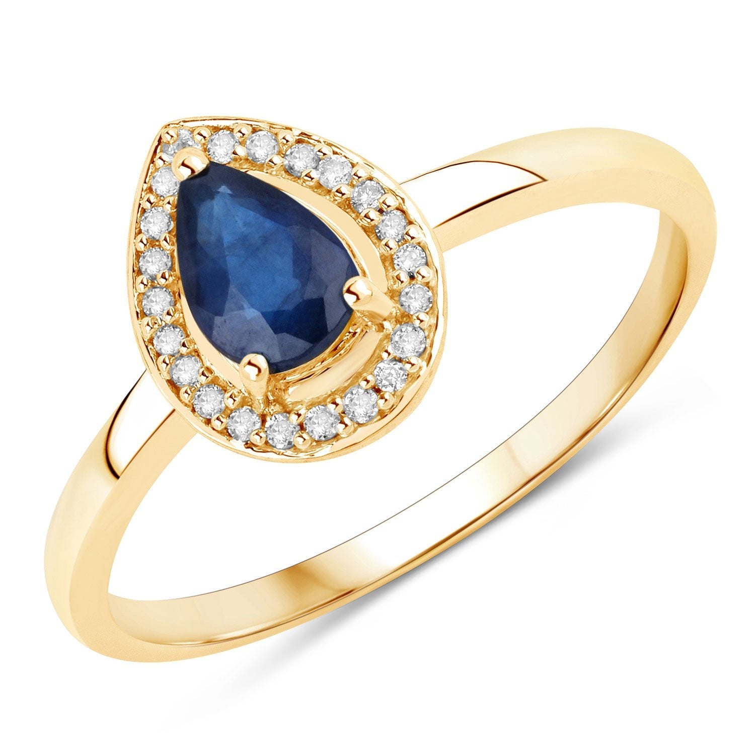 0.48 Carat Genuine Blue Sapphire and White Diamond 14K Yellow Gold Ring - Rings - r29371bsaphwd - 14ky - gallery - image - Omni Jewelcrafters