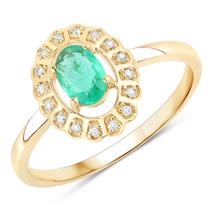 0.48 Carat Genuine Zambian Emerald and White Diamond 14K Yellow Gold Ring - Rings - r29362zewd - 14ky - gallery - image - Omni Jewelcrafters