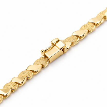 14K Yellow Gold Textured Wave-Link Fashion Bracelet