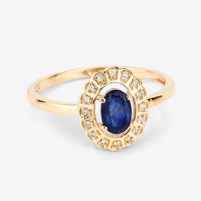 0.52 Carat Genuine Blue Sapphire and White Diamond 14K Yellow Gold Ring - Rings - r29362bsaphwd - 14ky - view6 - image - Omni Jewelcrafters