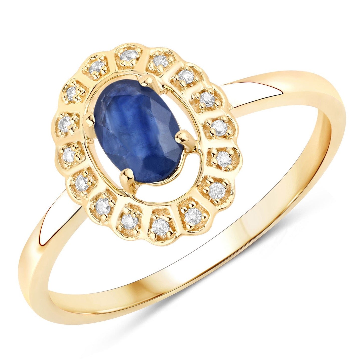 0.52 Carat Genuine Blue Sapphire and White Diamond 14K Yellow Gold Ring - Rings - r29362bsaphwd - 14ky - gallery - image - Omni Jewelcrafters