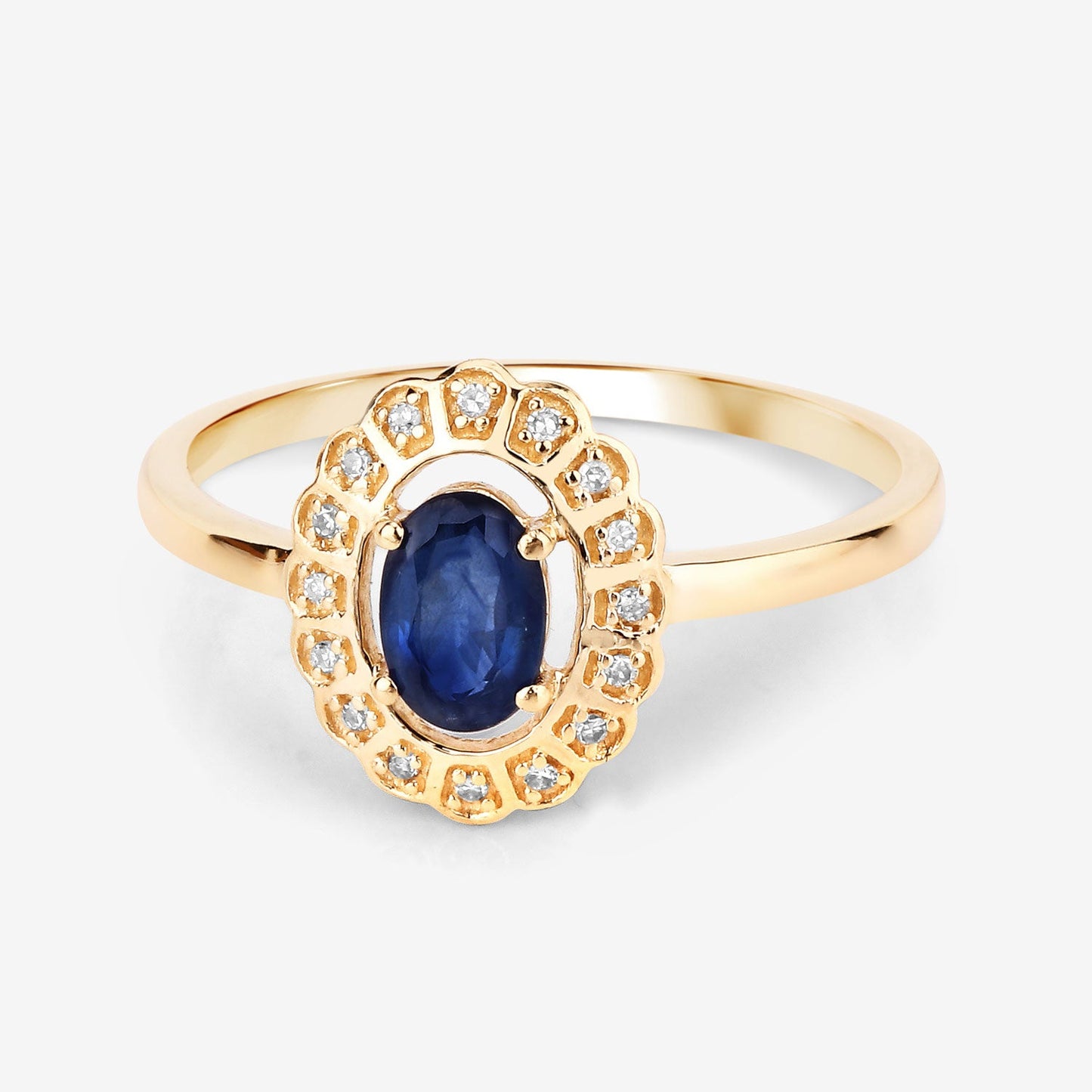 0.52 Carat Genuine Blue Sapphire and White Diamond 14K Yellow Gold Ring - Rings - r29362bsaphwd - 14ky - view5 - image - Omni Jewelcrafters