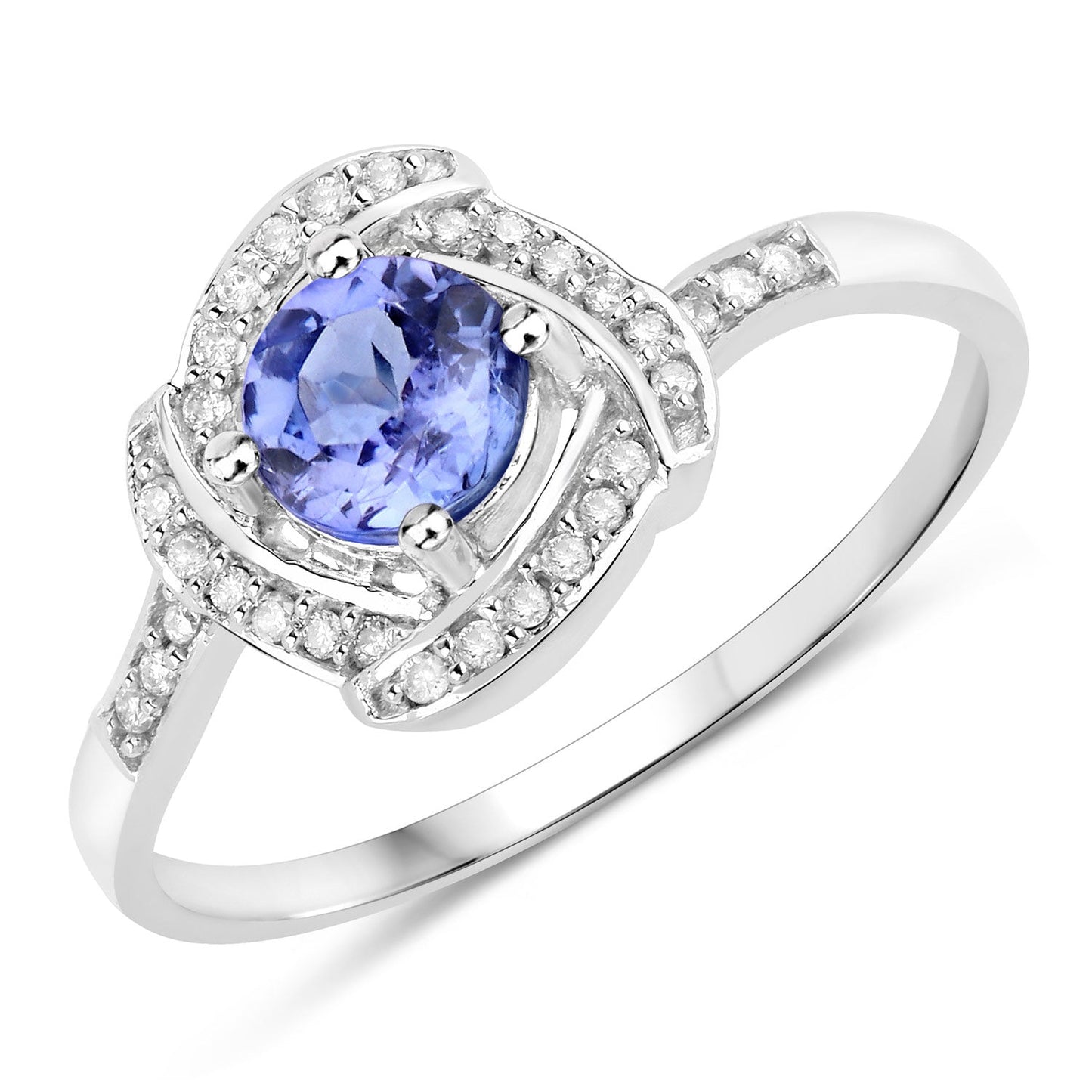 0.55 Carat Genuine Tanzanite and White Diamond 14K White Gold Ring - Rings - r29374tanwd - 14kw - gallery - image - Omni Jewelcrafters