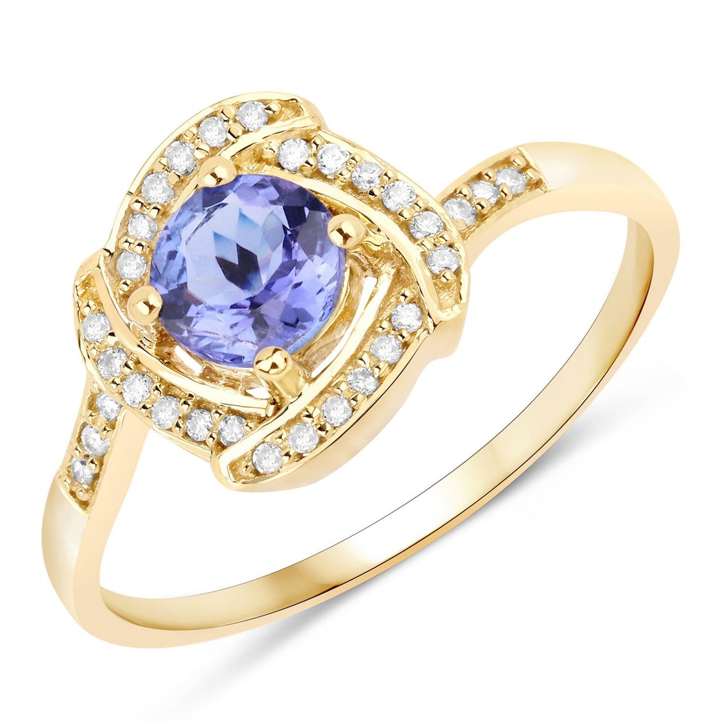 0.55 Carat Genuine Tanzanite and White Diamond 14K Yellow Gold Ring - Rings - r29374tanwd - 14ky - gallery - image - Omni Jewelcrafters