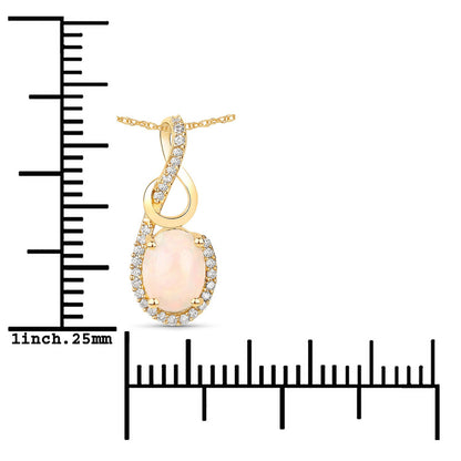 0.56 Carat Genuine Ethiopian Opal and White Diamond 14K Yellow Gold Pendant - Pendants - p6992ethopwd - 14ky - view1 - image - Omni Jewelcrafters