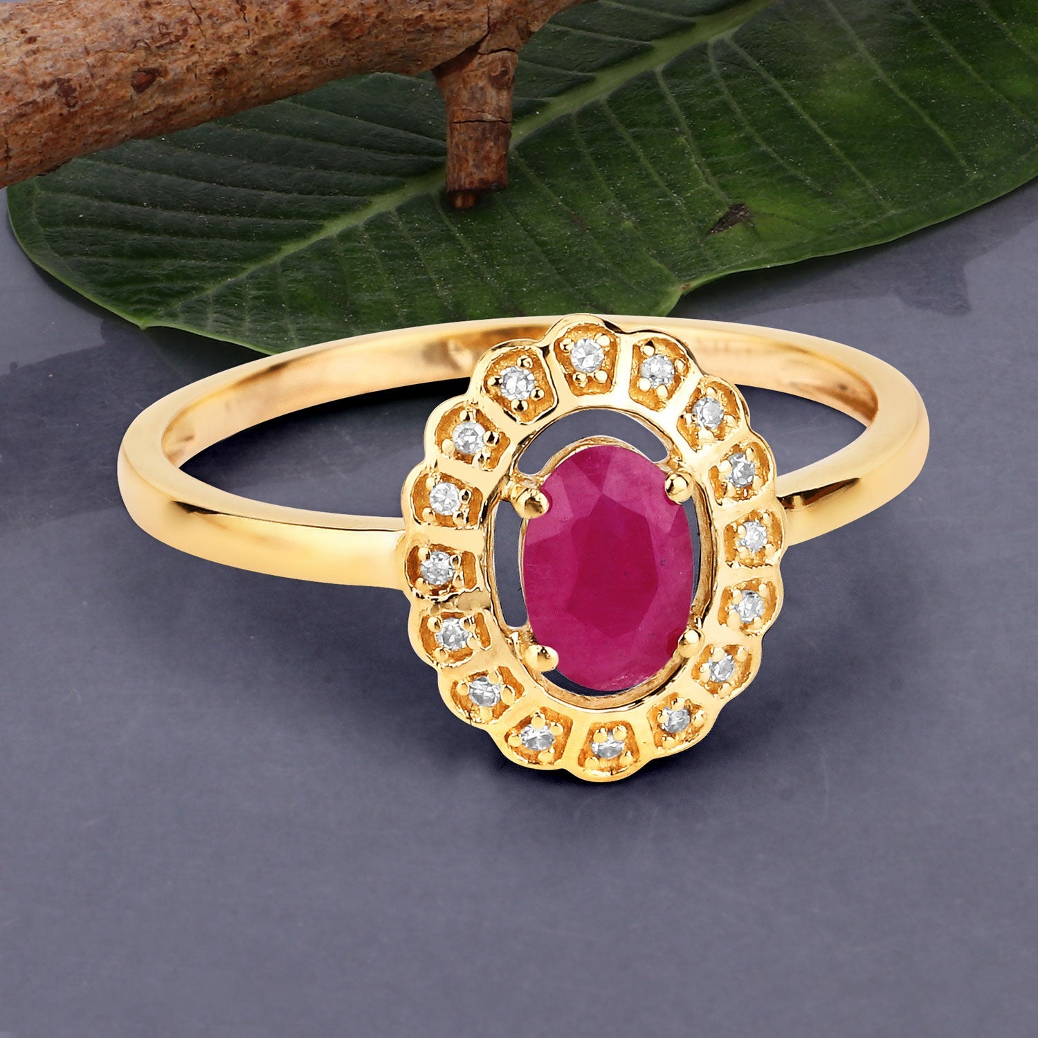 0.56 Carat Genuine Ruby and White Diamond 14K Yellow Gold Ring - Rings - r29362jsrwd - 14ky - view3 - image - Omni Jewelcrafters