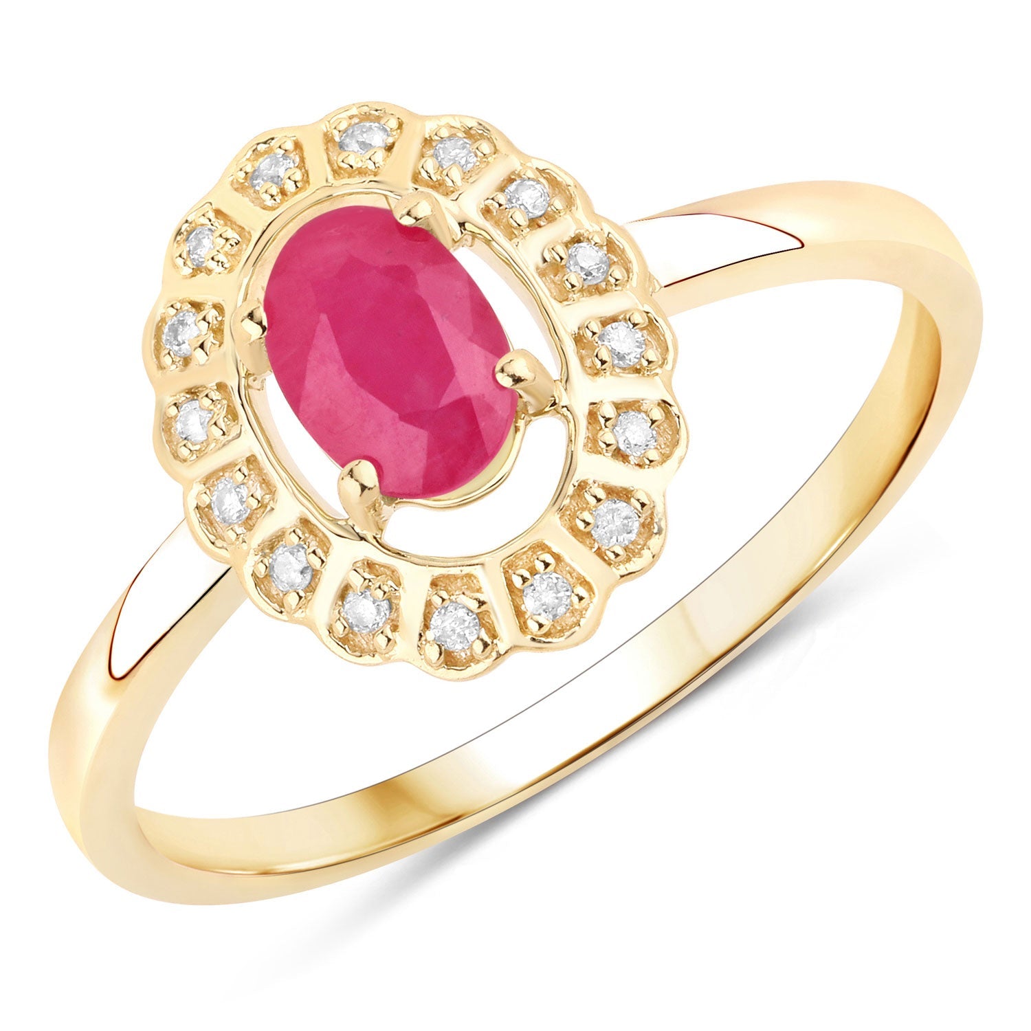 0.56 Carat Genuine Ruby and White Diamond 14K Yellow Gold Ring - Rings - r29362jsrwd - 14ky - gallery - image - Omni Jewelcrafters