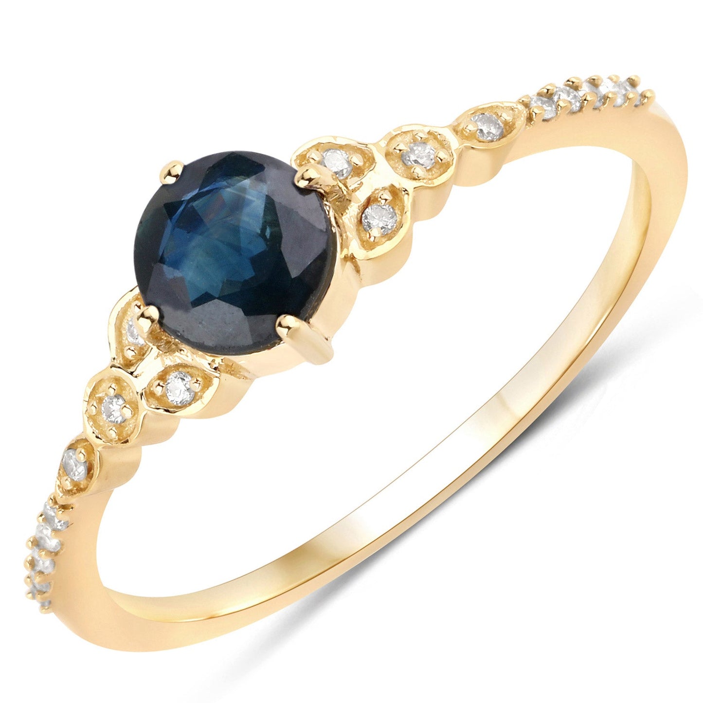 0.60 Carat Genuine Blue Sapphire and White Diamond 14K Yellow Gold Ring - Rings - r19314bsaphwd - 14ky - gallery - image - Omni Jewelcrafters