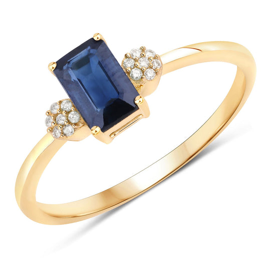 0.62 Carat Genuine Blue Sapphire and White Diamond 14K Yellow Gold Ring - Rings - r29384bsaphwd - 14ky - gallery - image - Omni Jewelcrafters