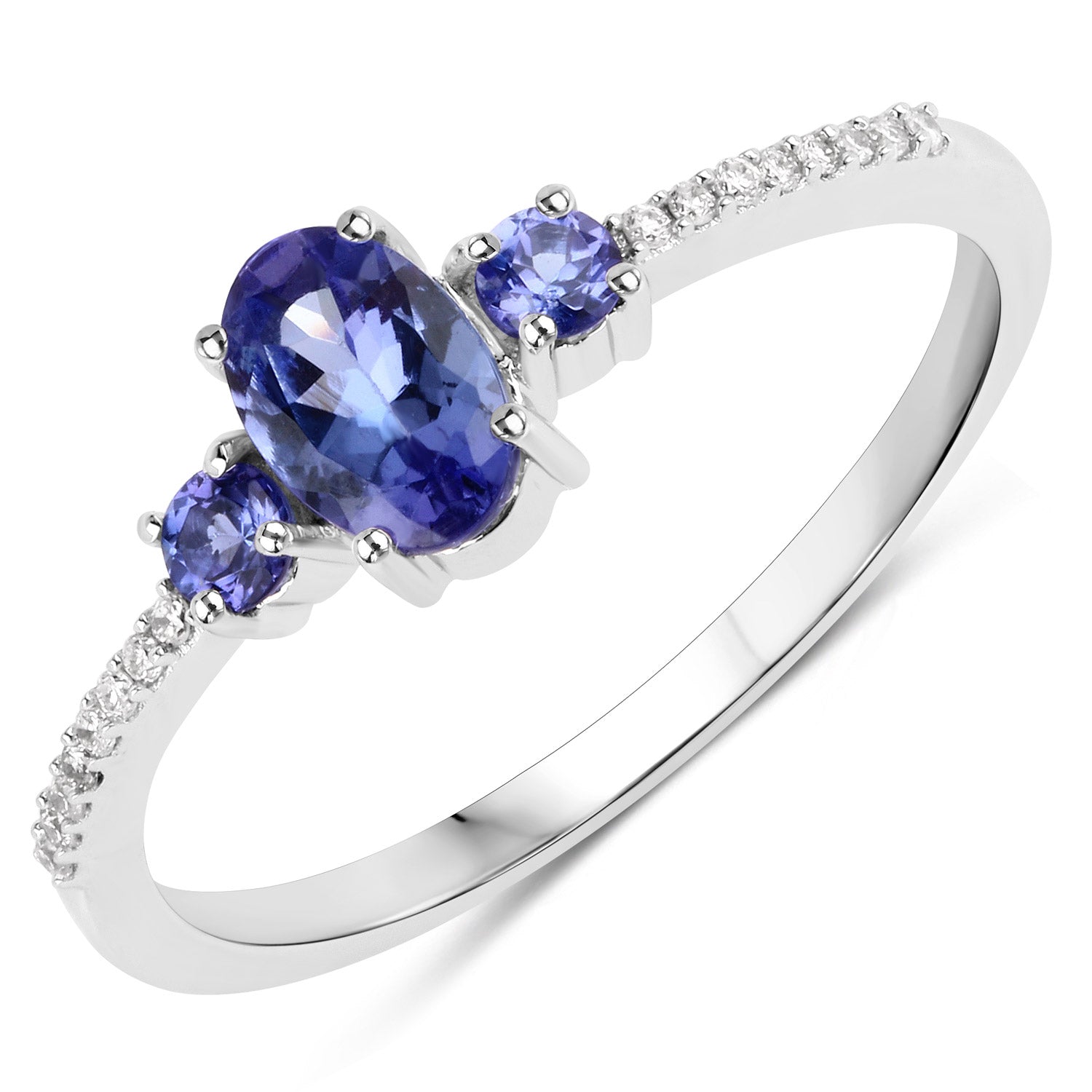 0.62 Carat Genuine Tanzanite and White Diamond 14K White Gold Ring - Rings - r19214tanwd - 14kw - gallery - image - Omni Jewelcrafters