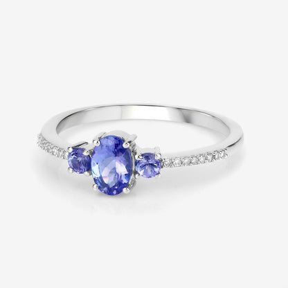 0.62 Carat Genuine Tanzanite and White Diamond 14K White Gold Ring - Rings - r19214tanwd - 14kw - view5 - image - Omni Jewelcrafters