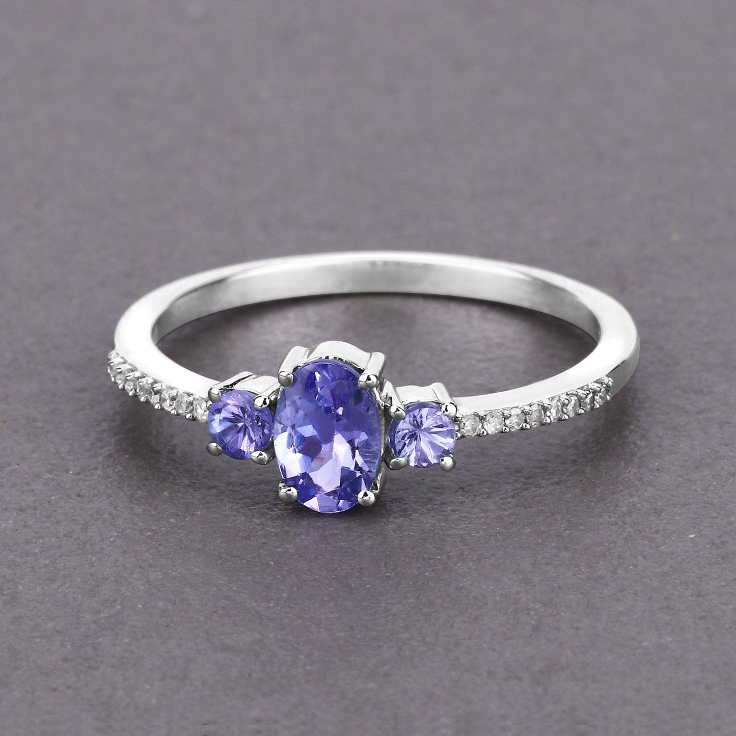 0.62 Carat Genuine Tanzanite and White Diamond 14K White Gold Ring - Rings - r19214tanwd - 14kw - view3 - image - Omni Jewelcrafters