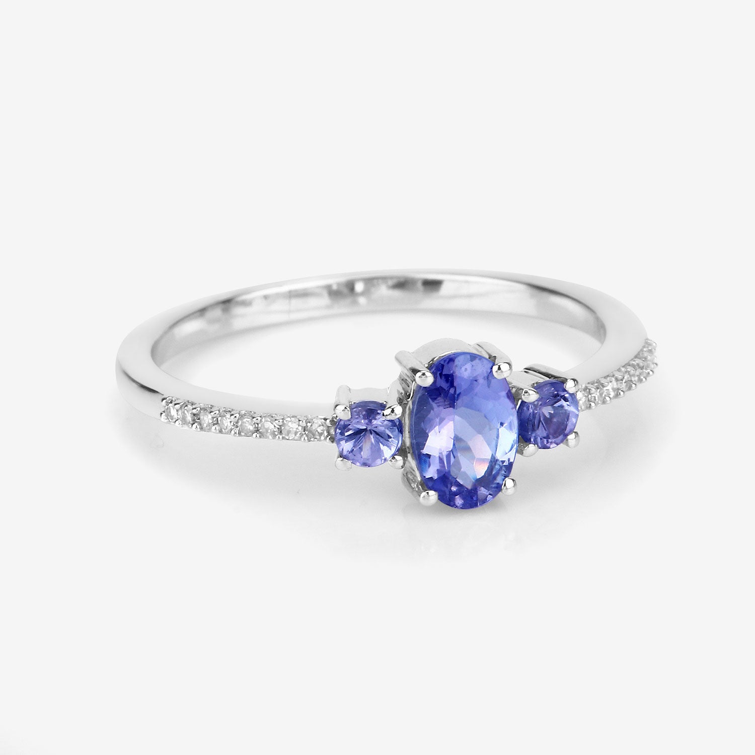 0.62 Carat Genuine Tanzanite and White Diamond 14K White Gold Ring - Rings - r19214tanwd - 14kw - view6 - image - Omni Jewelcrafters