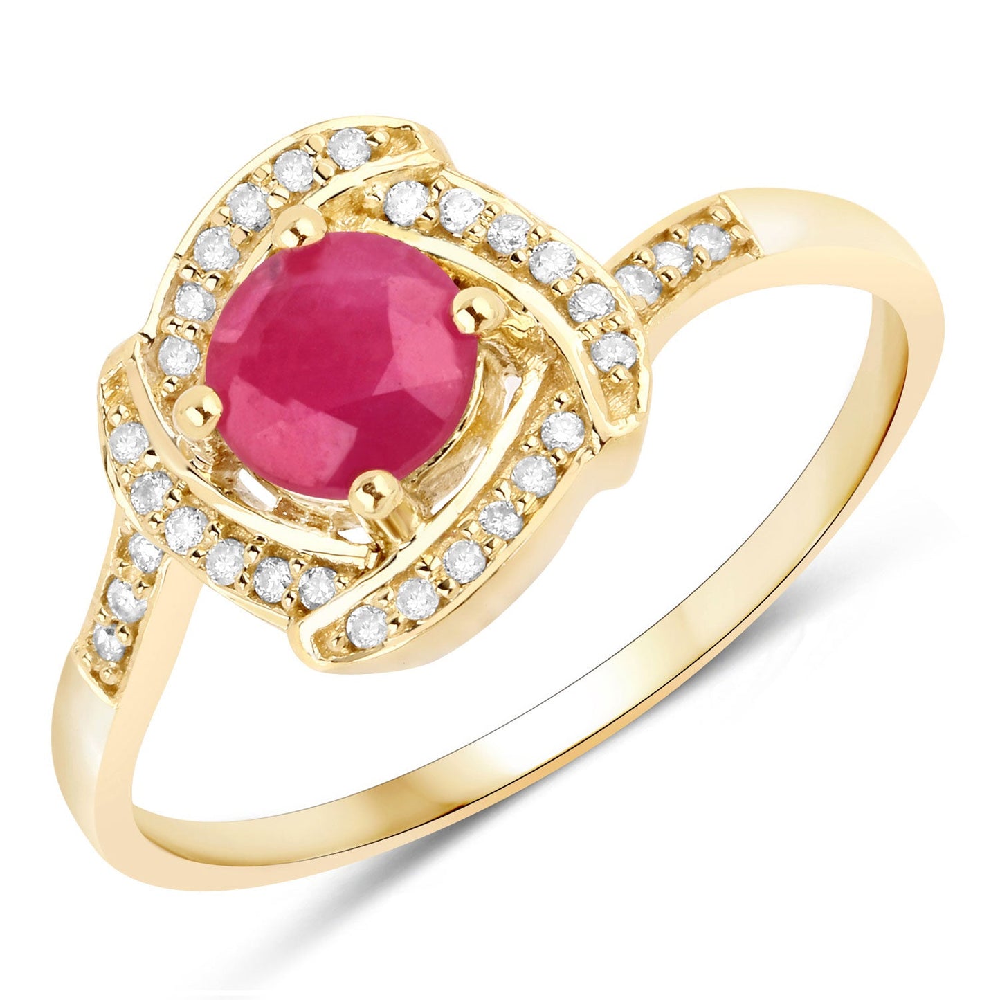 0.63 Carat Genuine Ruby and White Diamond 14K Yellow Gold Ring - Rings - r29374jsrwd - 14ky - gallery - image - Omni Jewelcrafters