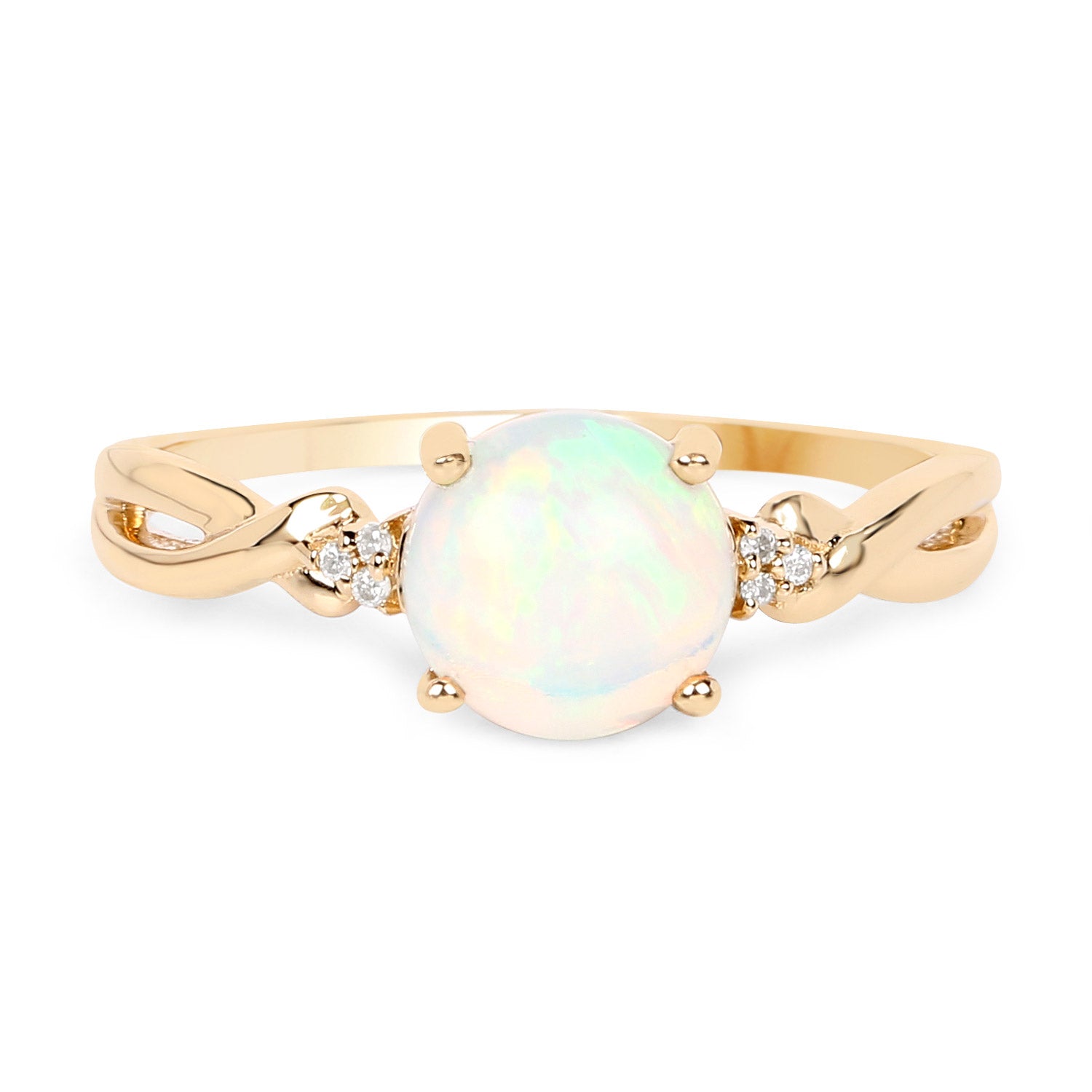 0.67 Carat Genuine Ethiopian Opal and White Diamond 14K Yellow Gold Ring - Rings - r19294ethopwd - 14ky - view2 - image - Omni Jewelcrafters