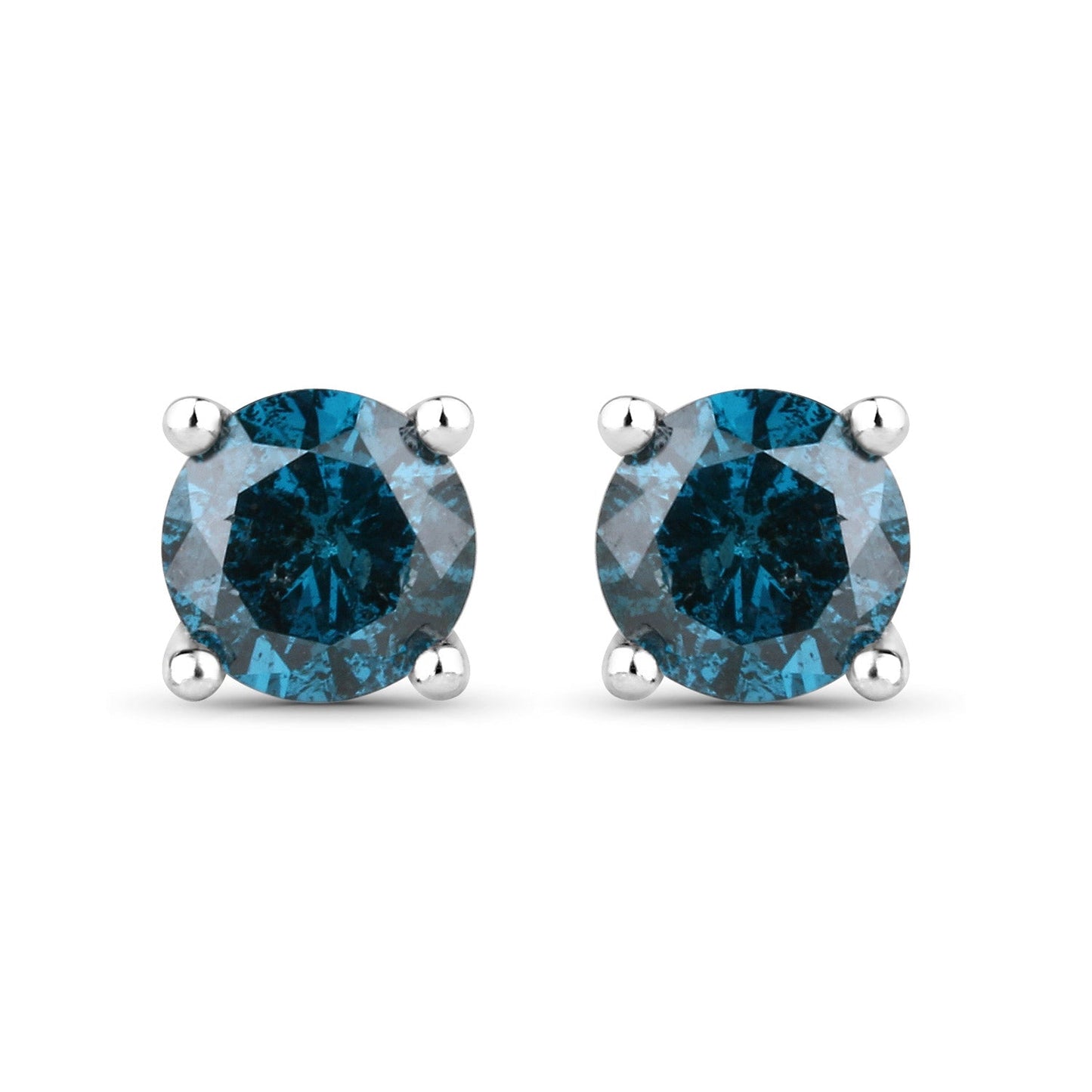 0.74 Carat Genuine Blue Diamond 14K White Gold Earrings - Earrings - e12390bld - 14kw - i1 - gallery - image - Omni Jewelcrafters