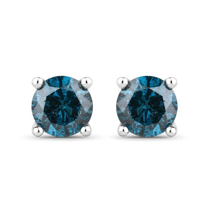 0.74 Carat Genuine Blue Diamond 14K White Gold Earrings - Earrings - e12390bld - 14kw - i1 - gallery - image - Omni Jewelcrafters