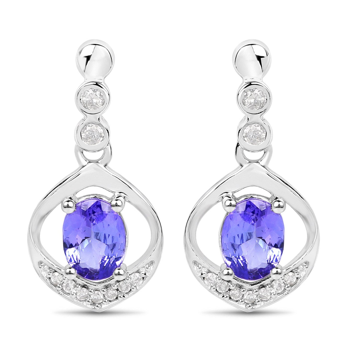 0.76 Carat Genuine Tanzanite and White Diamond 14K White Gold Earrings - Earrings - e5612tanwd - 14kw - gallery - image - Omni Jewelcrafters