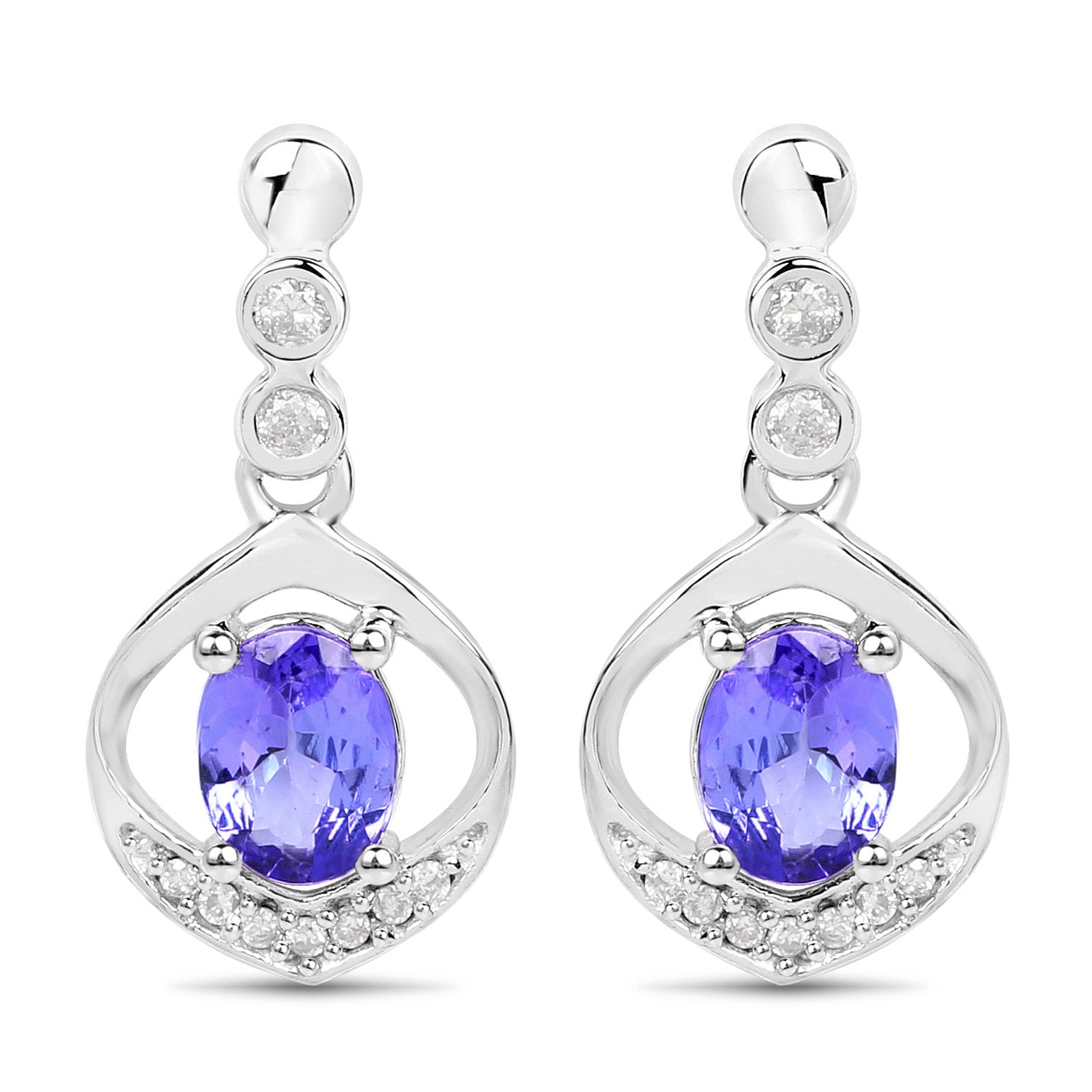 0.76 Carat Genuine Tanzanite and White Diamond 14K White Gold Earrings - Earrings - e5612tanwd - 14kw - gallery - image - Omni Jewelcrafters