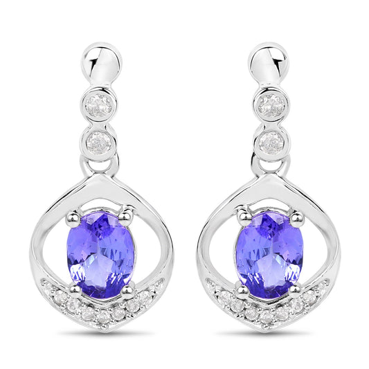 0.76 Carat Genuine Tanzanite and White Diamond 14K White Gold Earrings - Earrings - e5612tanwd - 14kw - gallery - image - Omni Jewelcrafters