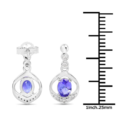 0.76 Carat Genuine Tanzanite and White Diamond 14K White Gold Earrings - Earrings - e5612tanwd - 14kw - view2 - image - Omni Jewelcrafters